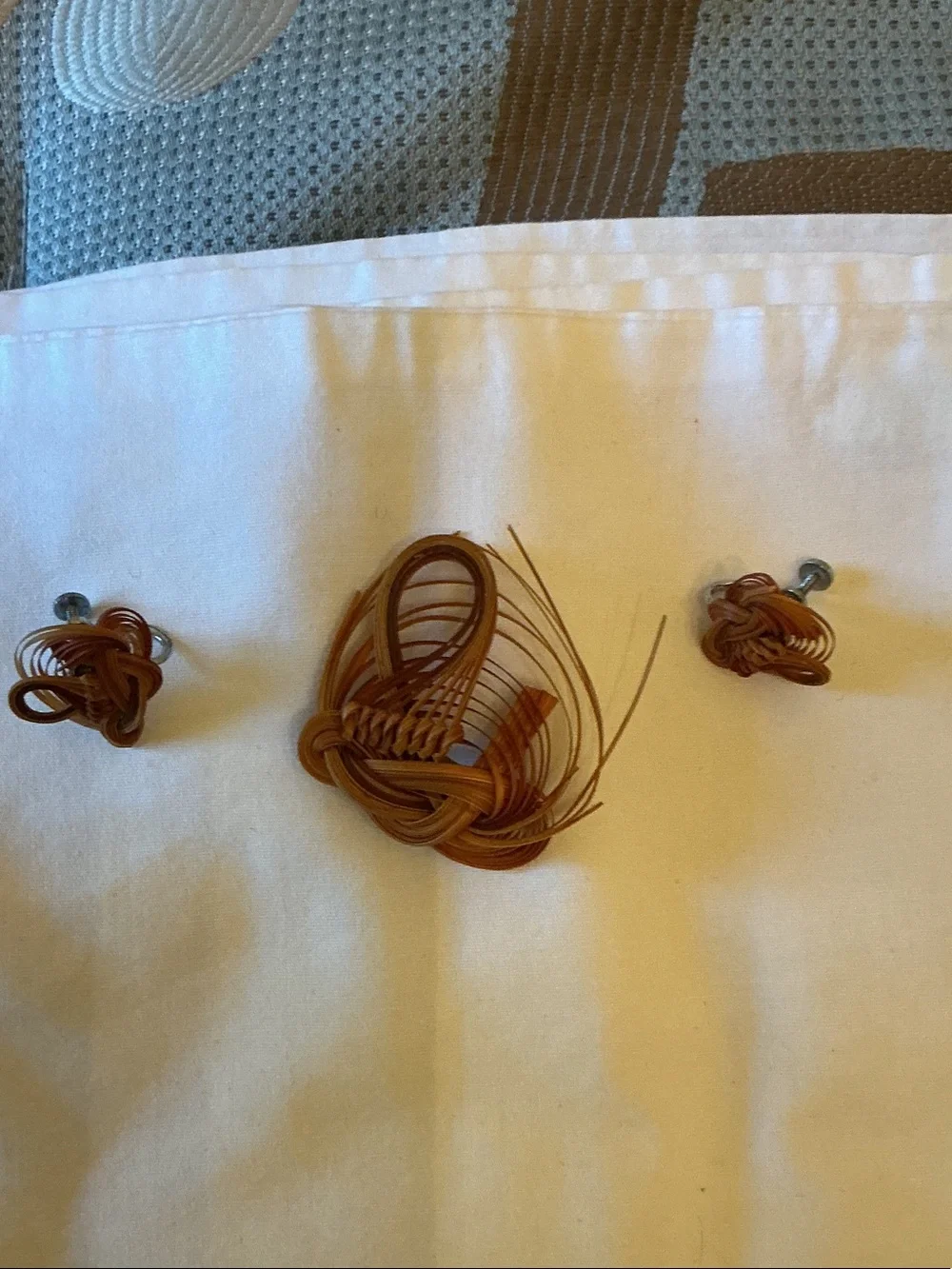 Wicker Woven Knot Brooch and Earrings Set